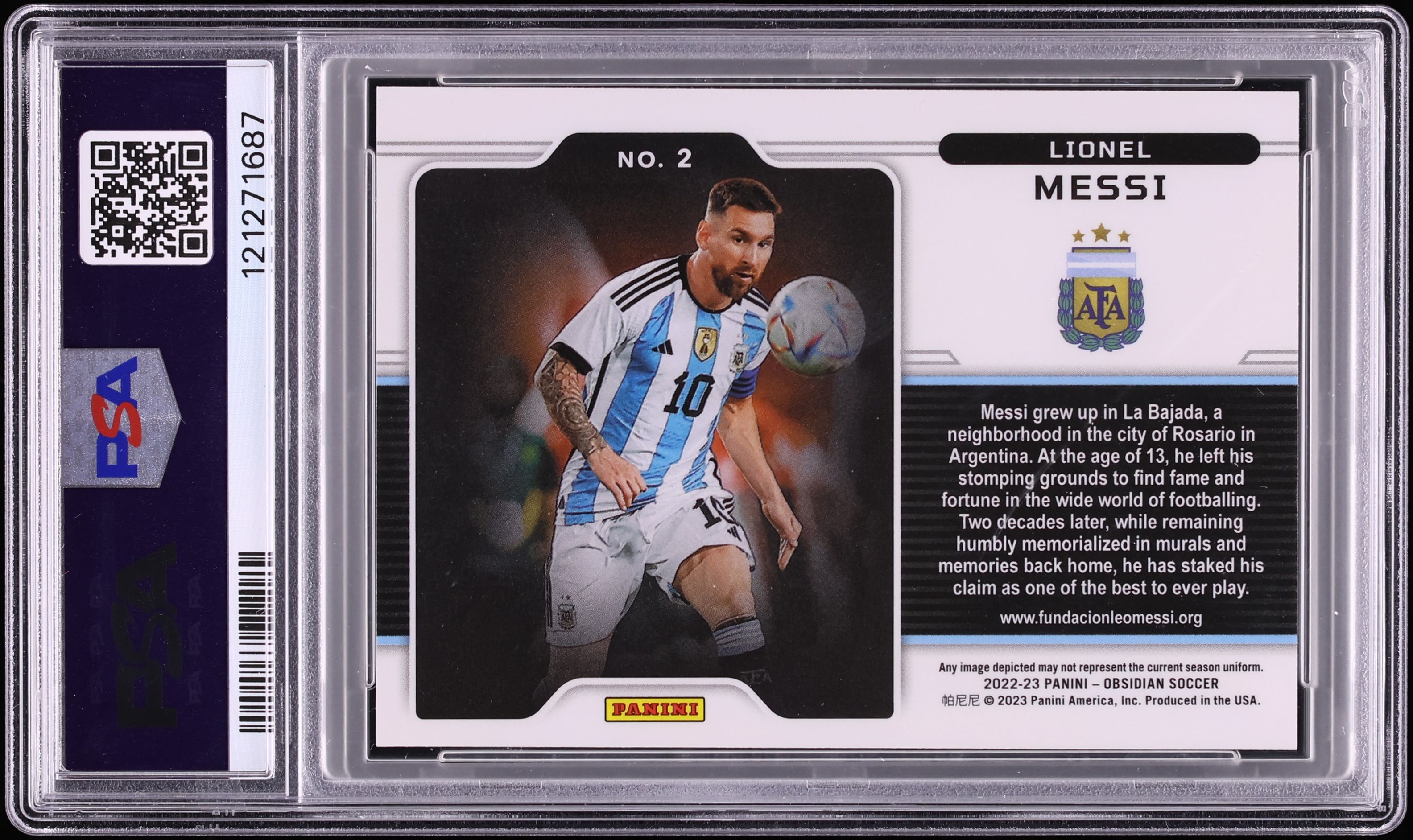 2022 Panini Obsidian Black Colorblast Lionel Messi #2 PSA 9 MINT