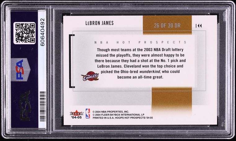 2004 Hoops Hot Prospects Draft Rewind LeBron James #26 PSA 9 MINT