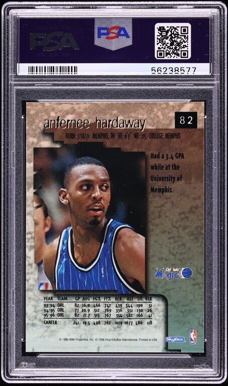 1996 Skybox Premium Rubies Anfernee Hardaway #82 PSA 10 GEM MINT