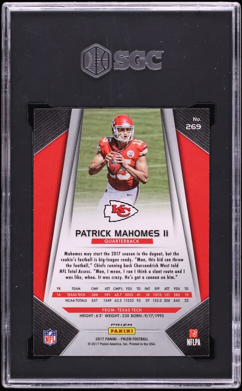 2017 Panini Prizm Red Patrick Mahomes II ROOKIE #269 SGC 9.5 MINT+