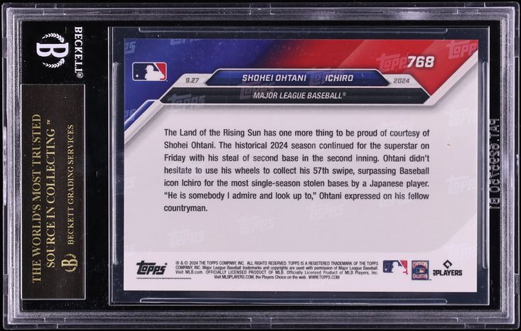 2024 Topps Now Shohei Ohtani & Ichiro Suzuki #768 BGS 10 PRISTINE, BLACK LABEL