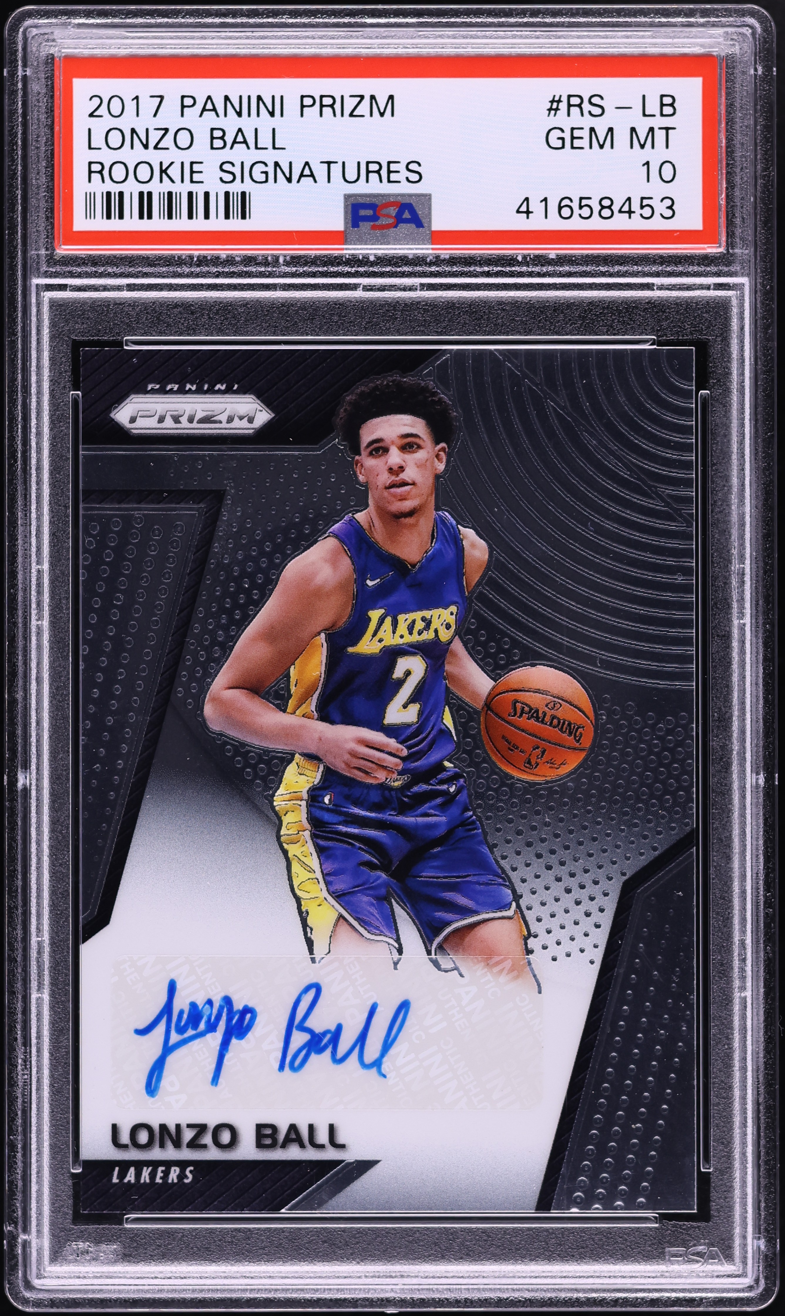 2017 Panini Prizm Lonzo Ball ROOKIE AUTO #RS-LB PSA 10 GEM MINT on