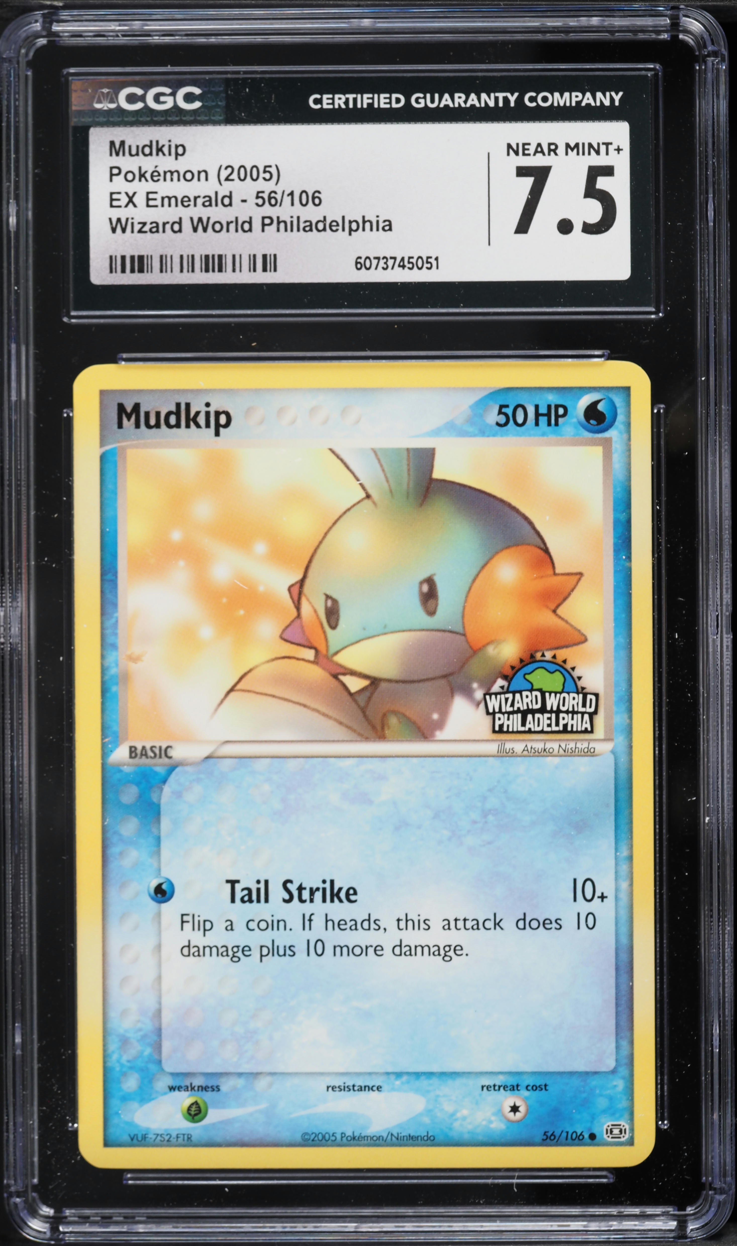 2005 Pokemon Ex Emerald Wizard World Philadelphia Holo Mudkip #56