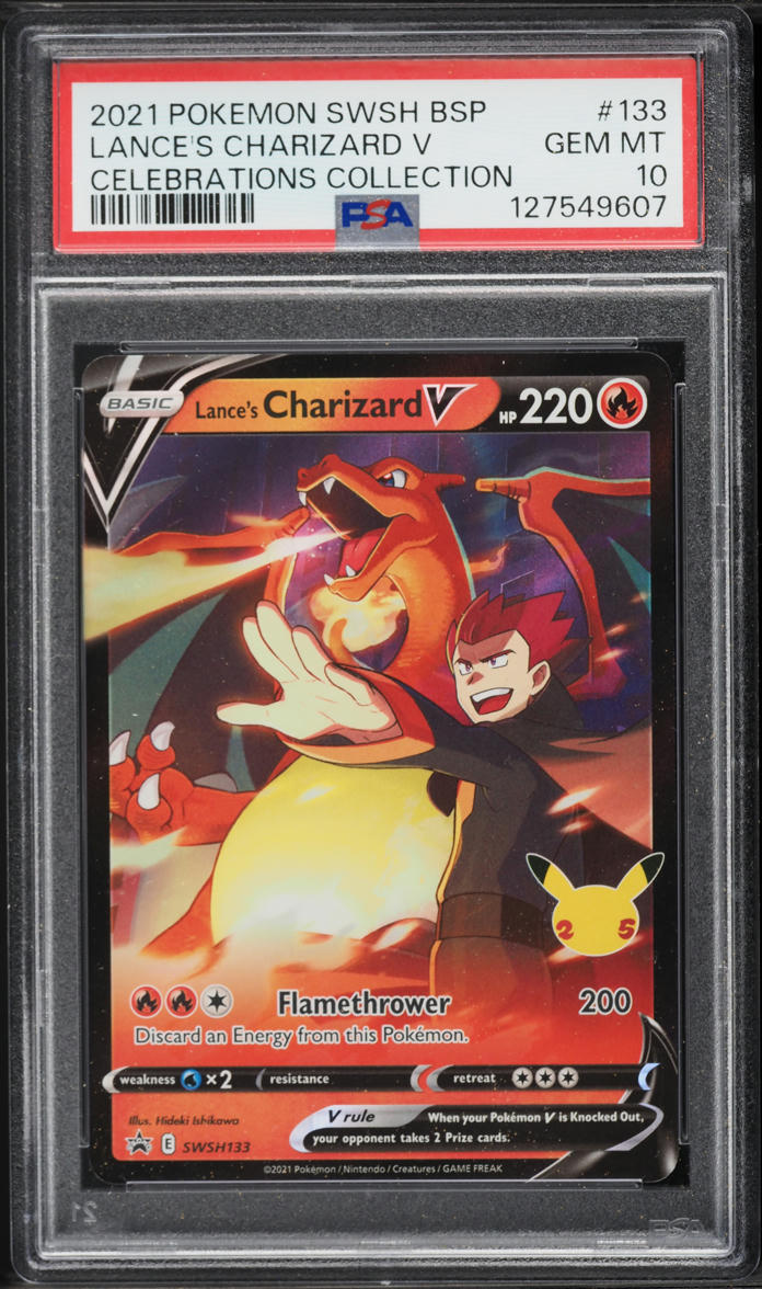 2021 Pokemon SWSH Promo Celebrations Full Art Lance's Charizard V #SWSH133 PSA 10 GEM MINT