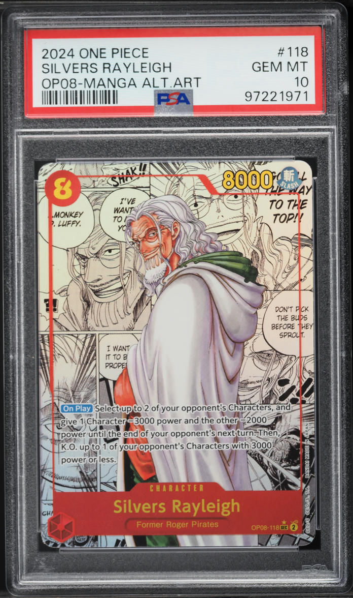 2024 One Piece Two Legends Manga Alt Art Silvers Rayleigh #OP08-118 PSA 10 GEM MINT