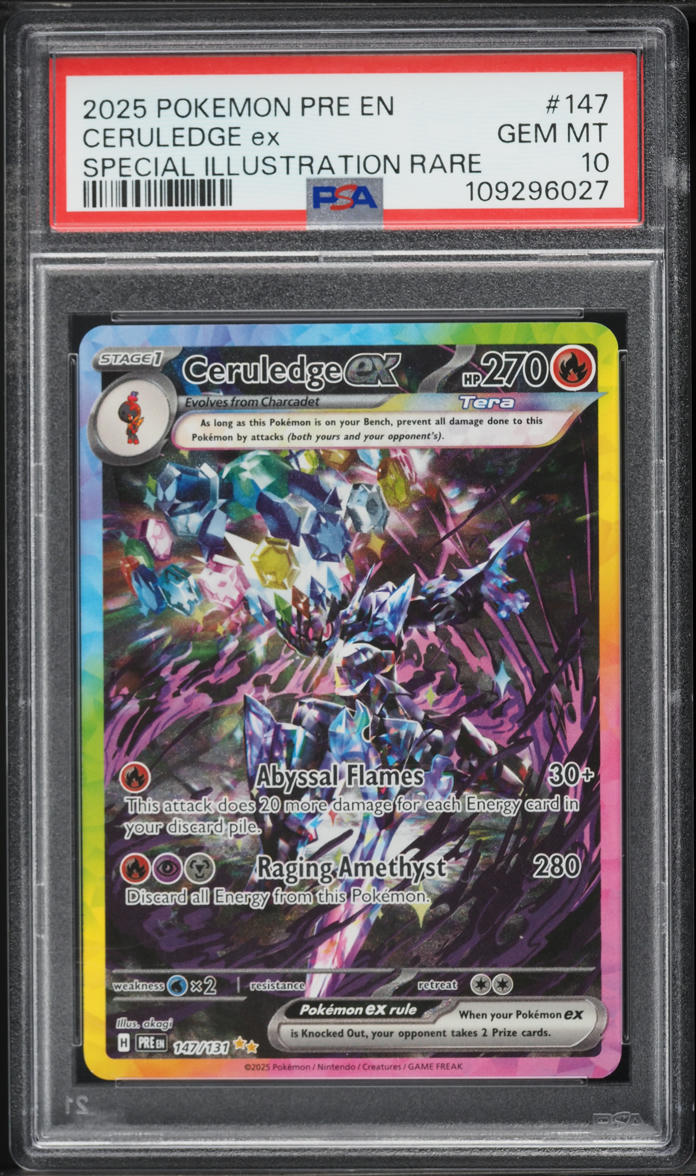 2025 Pokemon Scarlet & Violet Prismatic Evolutions SIR Ceruledge ex #147 PSA 10 GEM MINT