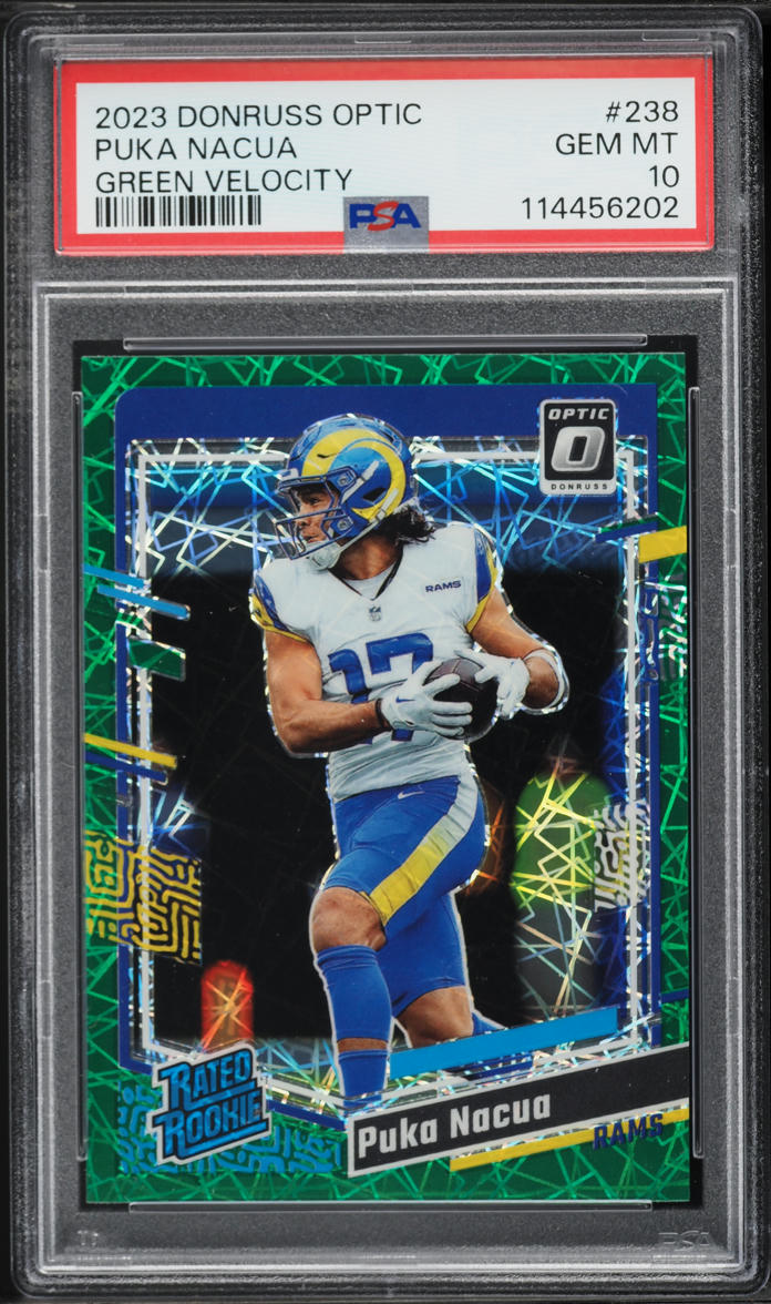 2023 Donruss Optic Green Velocity Puka Nacua ROOKIE #238 PSA 10 GEM MINT