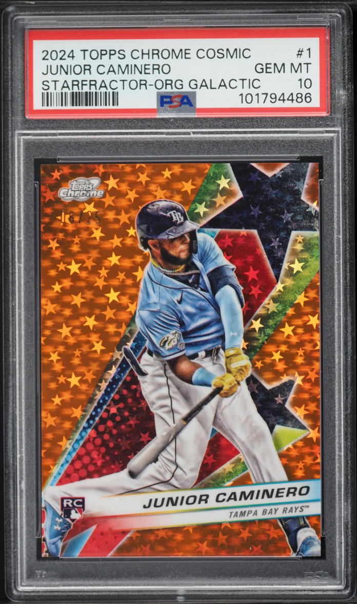 2024 Topps Chrome Cosmic Starfractor Orange Galactic Junior Caminero ROOKIE PSA 10 GEM MINT