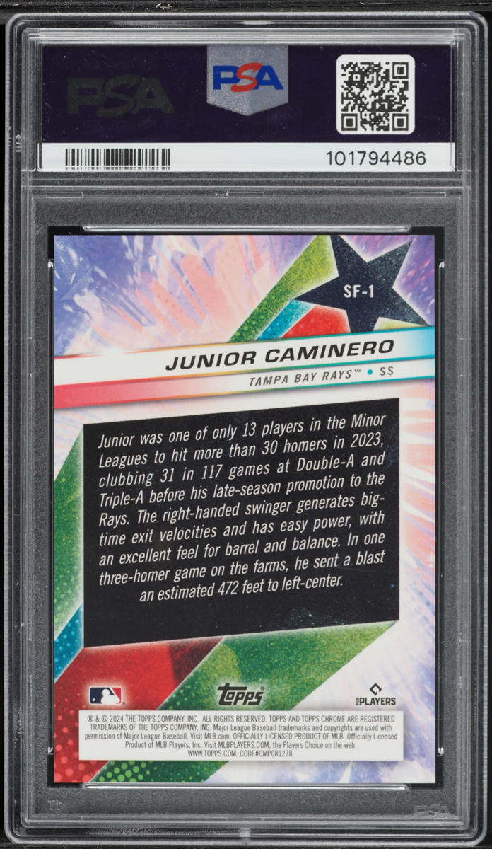 2024 Topps Chrome Cosmic Starfractor Orange Galactic Junior Caminero ROOKIE PSA 10 GEM MINT