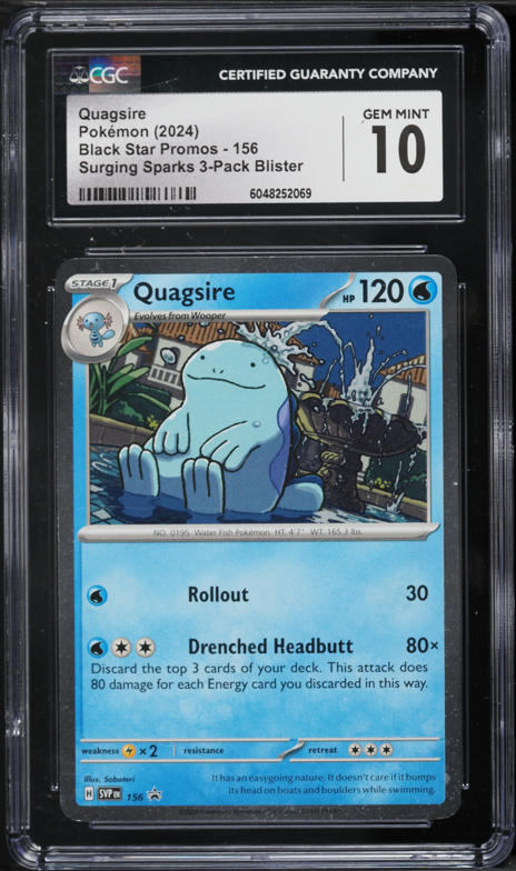 2024 Pokémon Scarlet & Violet Black Star Promo Surging Sparks Quagsire #156 CGC 10 GEM MINT
