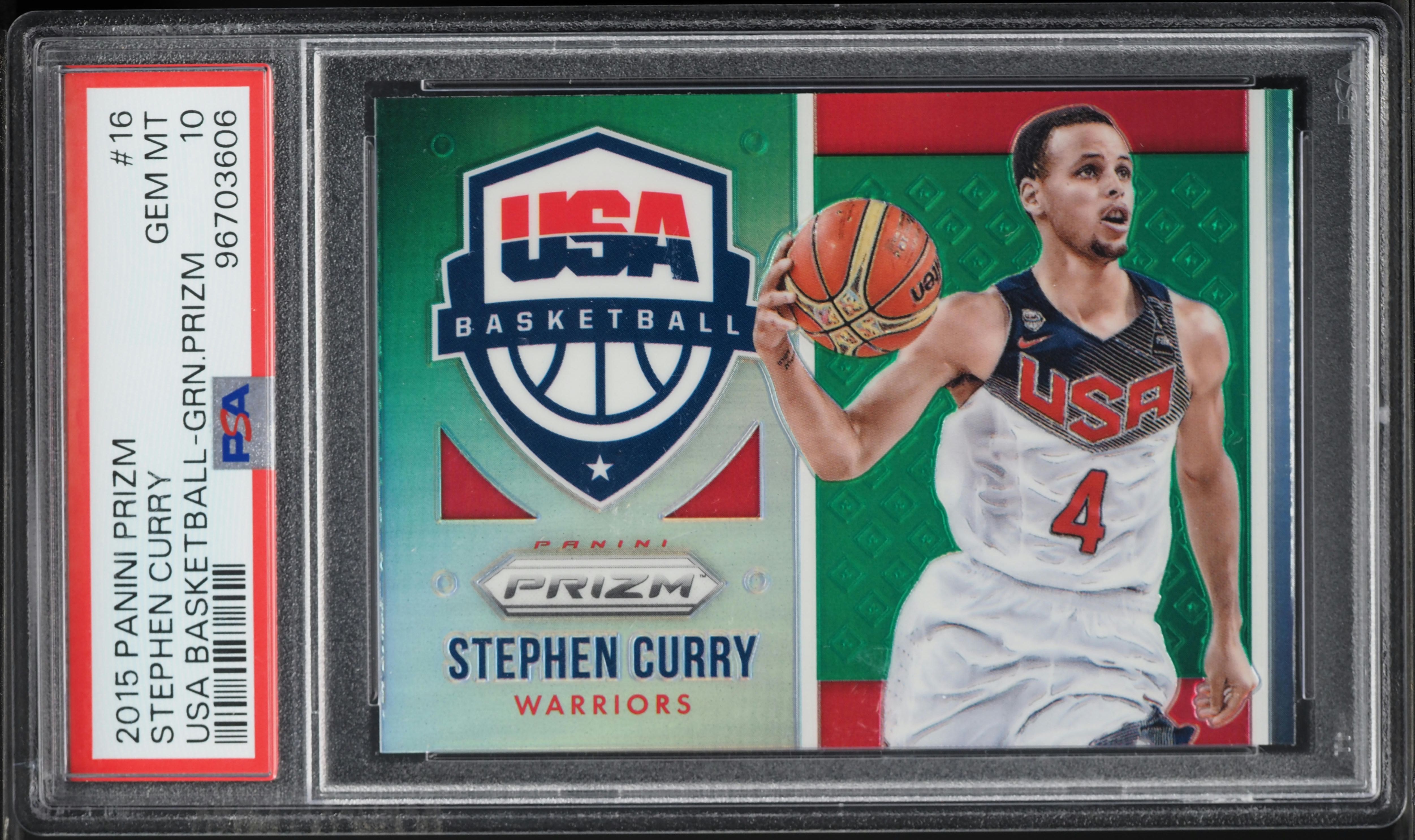 2015 Panini Prizm USA Basketball Green Stephen Curry #16 PSA 10