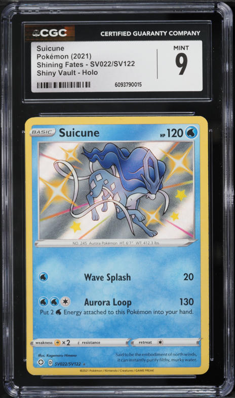 2021 Pokemon Sword & Shield Shining Fates Shiny Holo Suicune #SV022 CGC 9 MINT