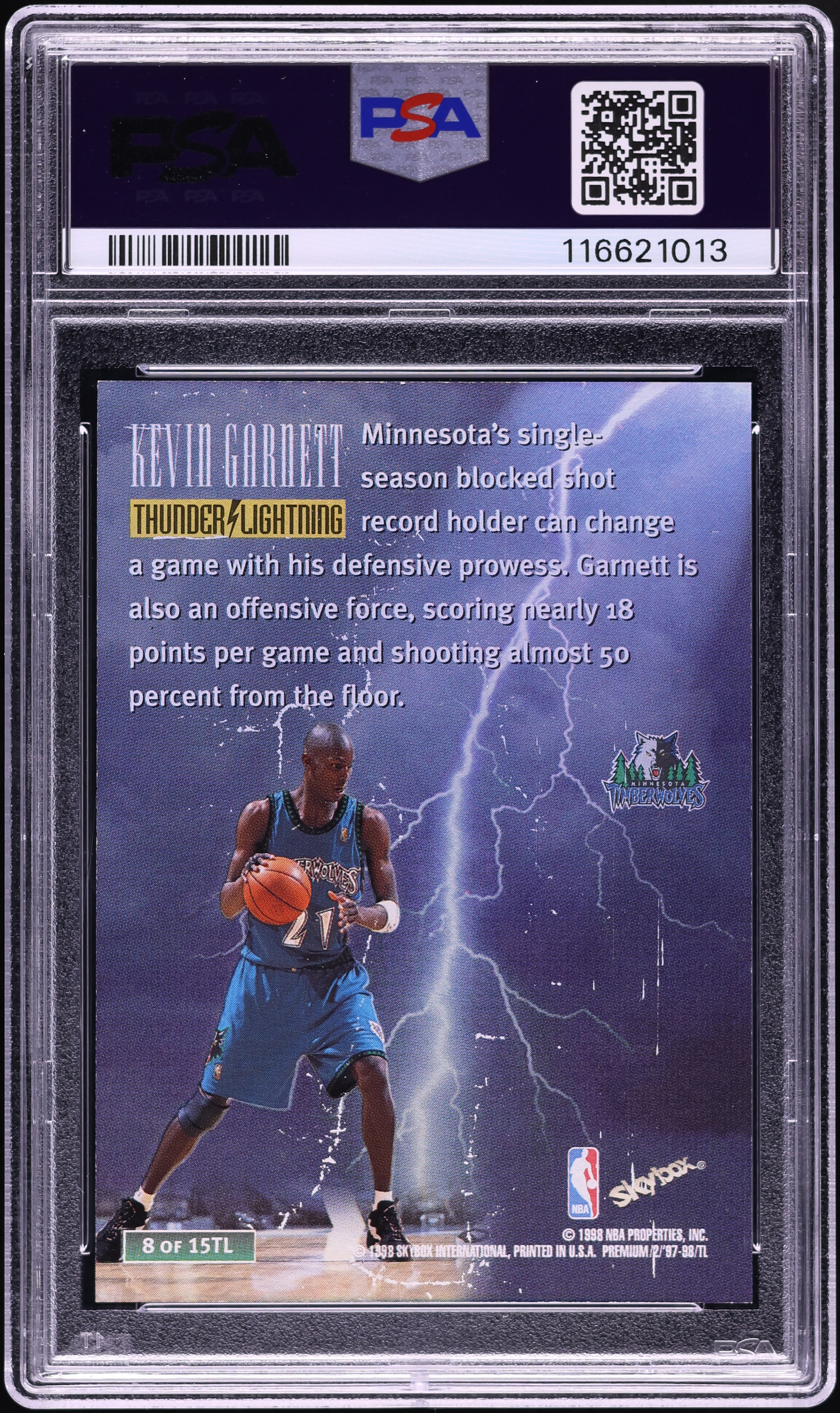 1997 Skybox Premium Thunder & Lightning Kevin Garnett #8 PSA 9