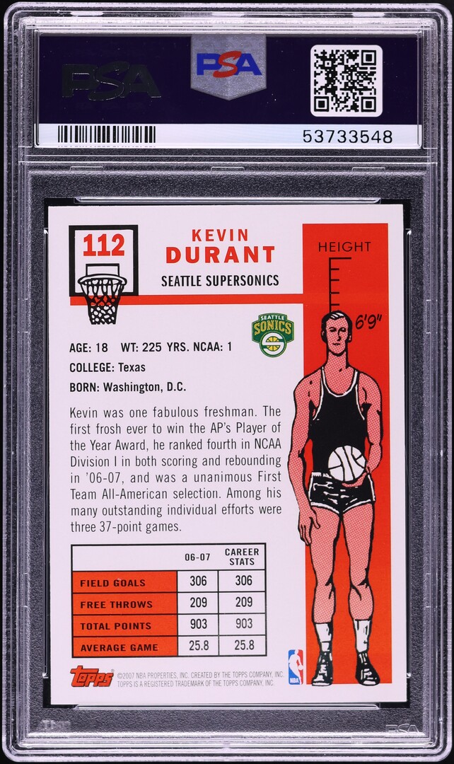 2007 Topps '57 Variation Kevin Durant ROOKIE #112 PSA 7 NRMT