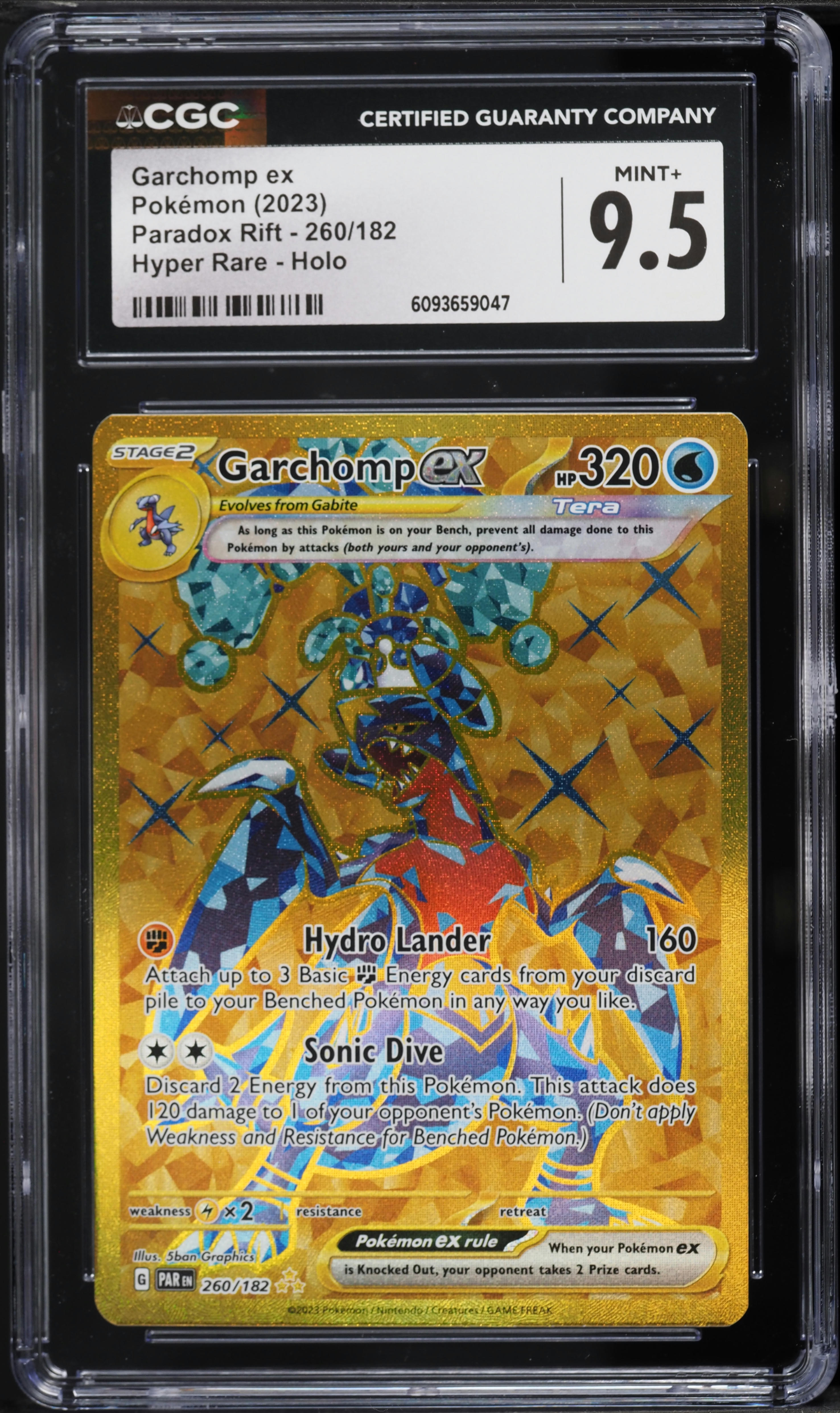 Garchomp ex 2023 Scarlet & Violet: Paradox Rift #219/182  2023 Pokémon Garchomp EX #260 Paradox Rift Full Art ArenaClub Graded GEM MINT 10 display picture 1