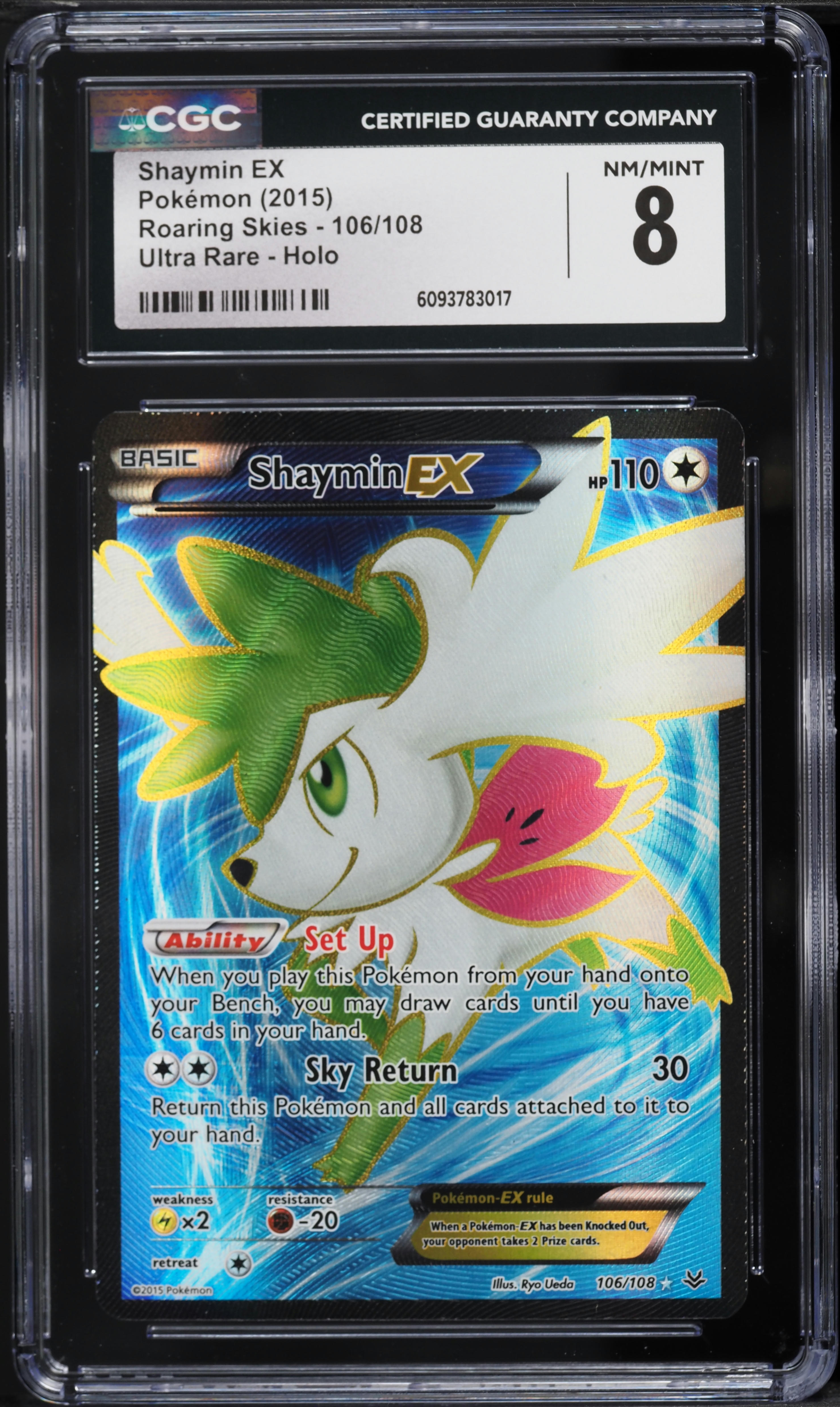 2015 Pokemon XY Roaring Skies Full Art Shaymin EX #106 CGC 8 NM-MT