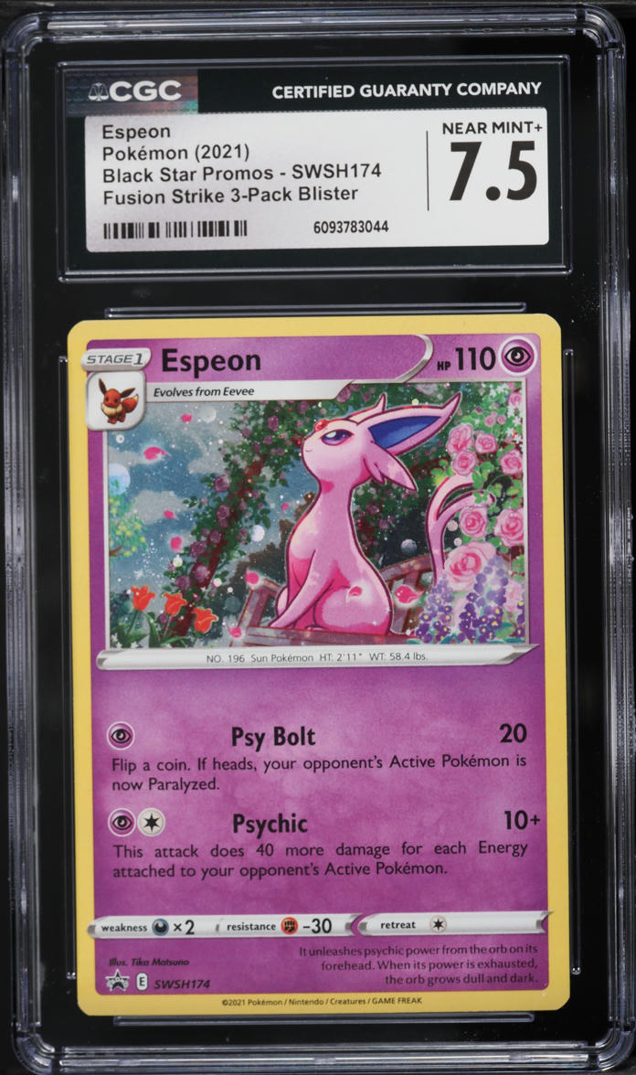 2021 Pokemon Sword & Shield Black Star Promo Fusion Strike Espeon #SWSH174 CGC 7.5 NRMT+