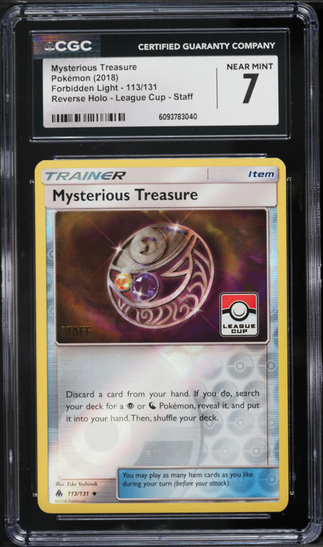2018 Pokemon SM Forbidden Light League Cup Staff Reverse Holo Mysterious Treasure #113 CGC 7