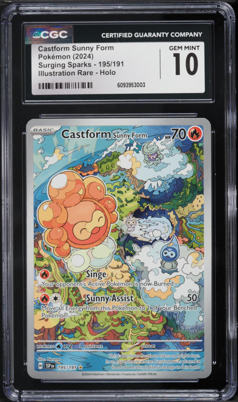 2024 Pokemon Scarlet & Violet Surging Sparks IR Castform Sunny Form #195 CGC 10 GEM MINT