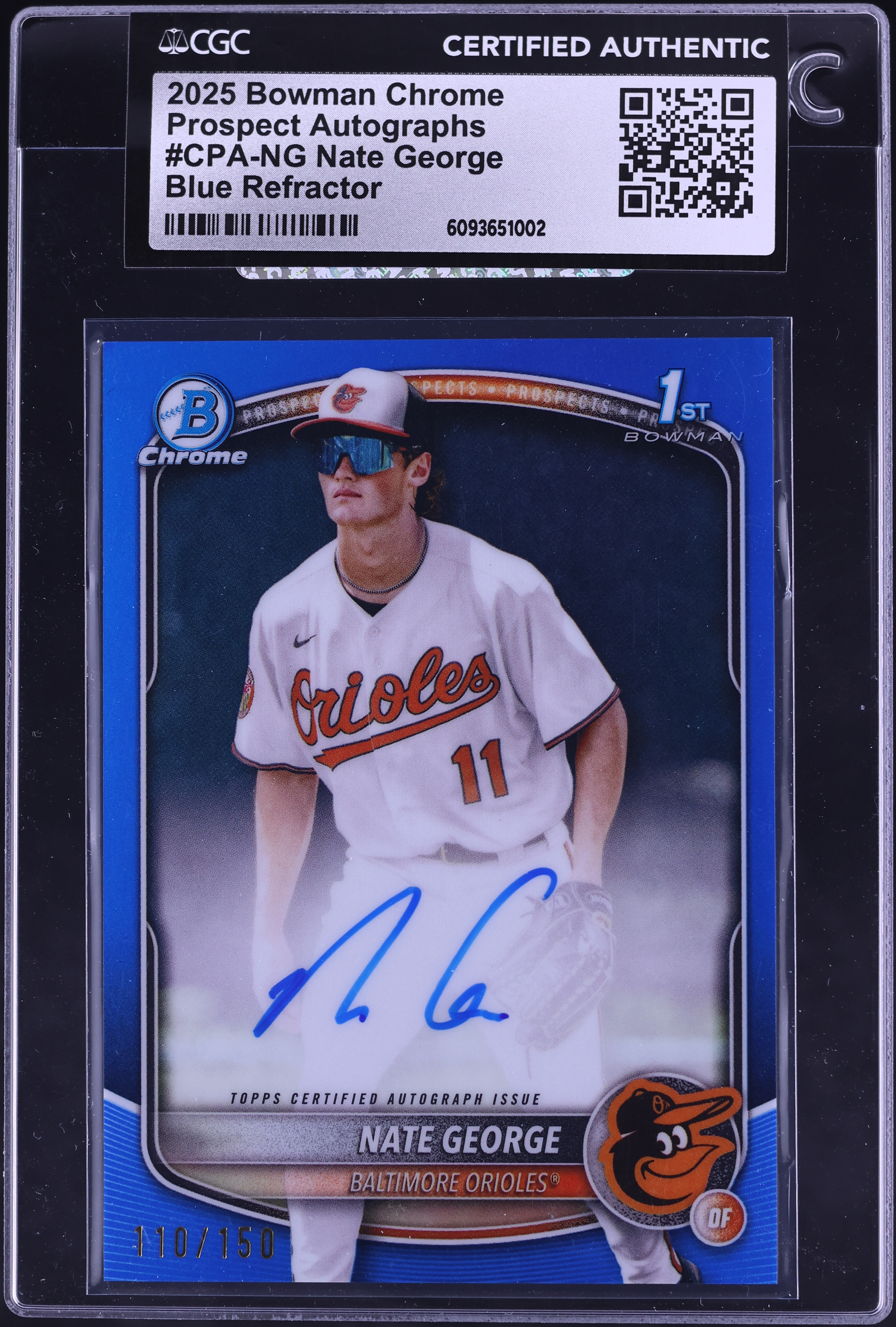 2025 Bowman Chrome Blue Refractor Nate George PROSPECT AUTO /150 