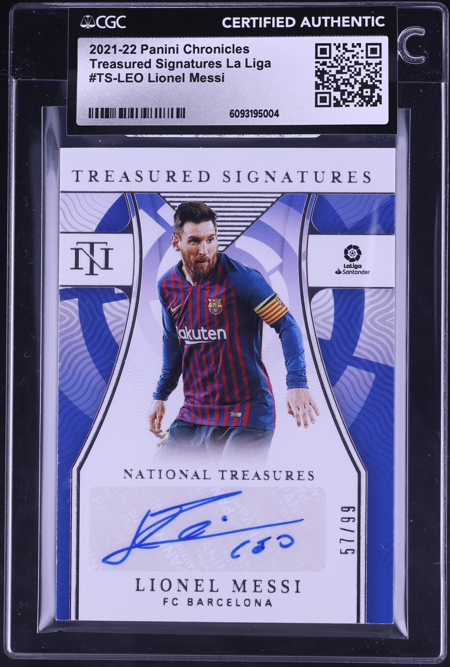 2021 Panini Chronicles National Treasures La Liga Lionel Messi AUTO /99 #TS-LEO CGC AUTH