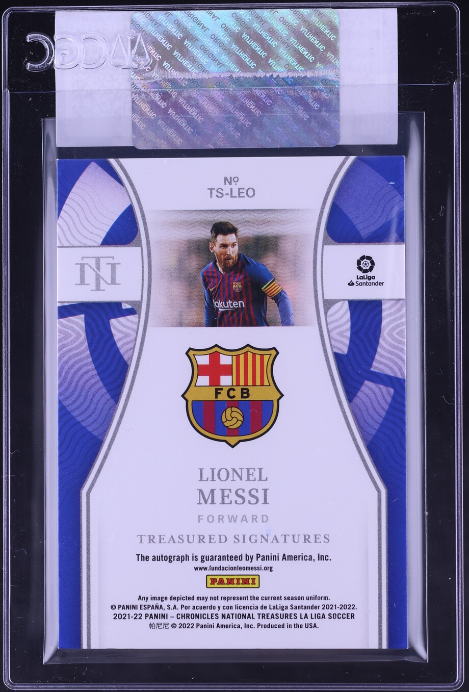 2021 Panini Chronicles National Treasures La Liga Lionel Messi AUTO /99 #TS-LEO CGC AUTH