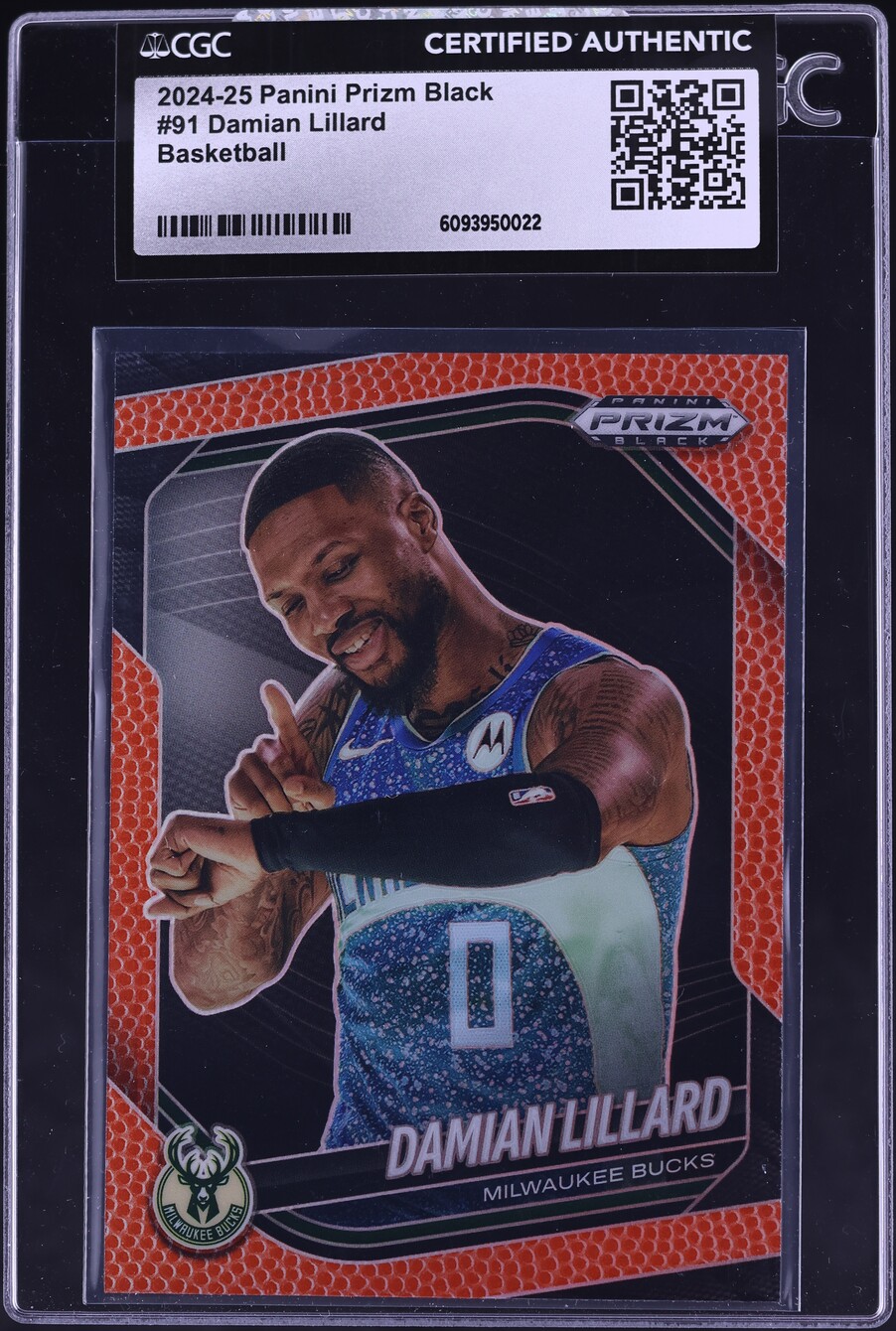 2024 Panini Prizm Black Basketball Damian Lillard /225 #91 CGC