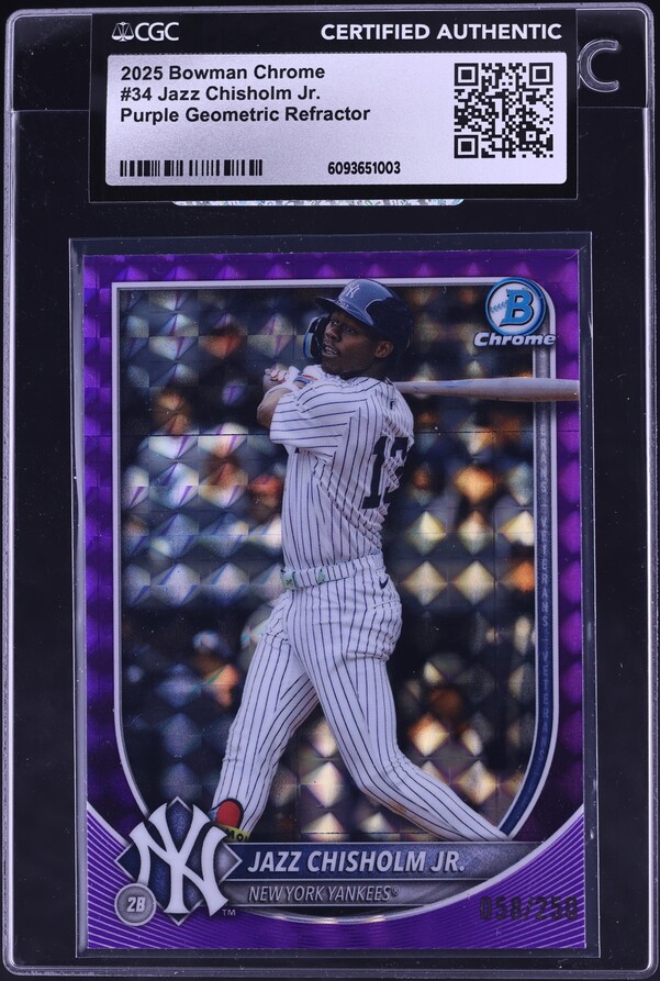 2025 Bowman Chrome Purple Geometric Refractor Jazz Chisholm Jr