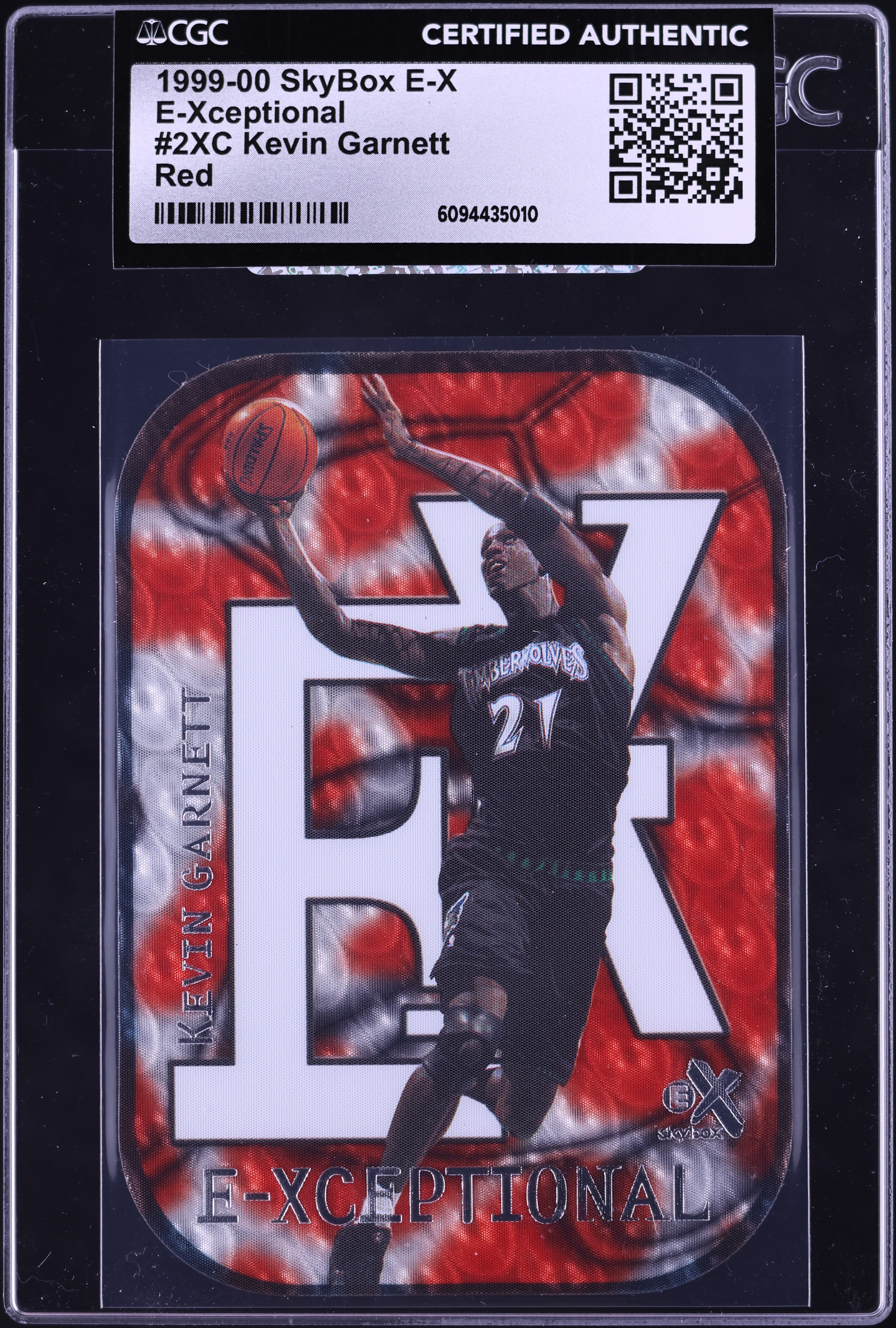 1999 Skybox E-X E-Xceptional Red Kevin Garnett #2XC CGC AUTH on