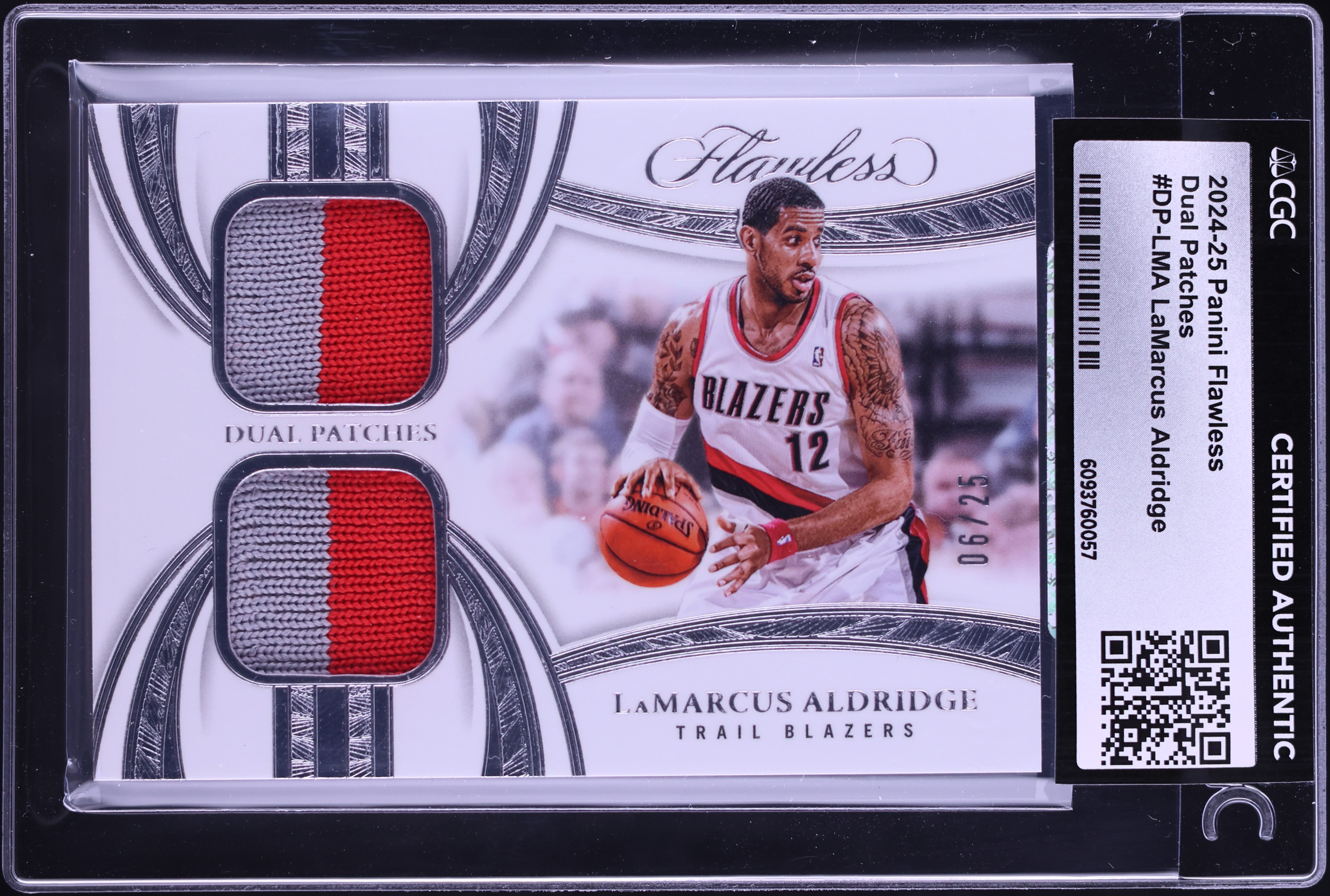 2024 Panini Flawless Dual LaMarcus Aldridge PATCH /25 #DP-LMA CGC AUTH, image size:6013x4052