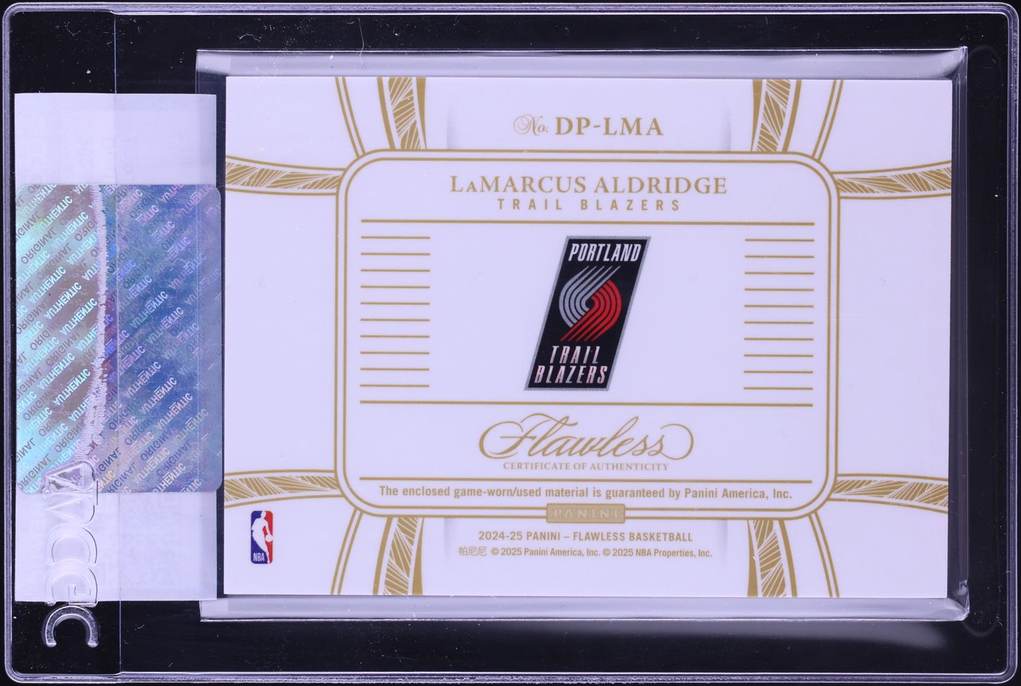 2024 Panini Flawless Dual LaMarcus Aldridge PATCH /25 #DP-LMA CGC AUTH, image size:1450x974