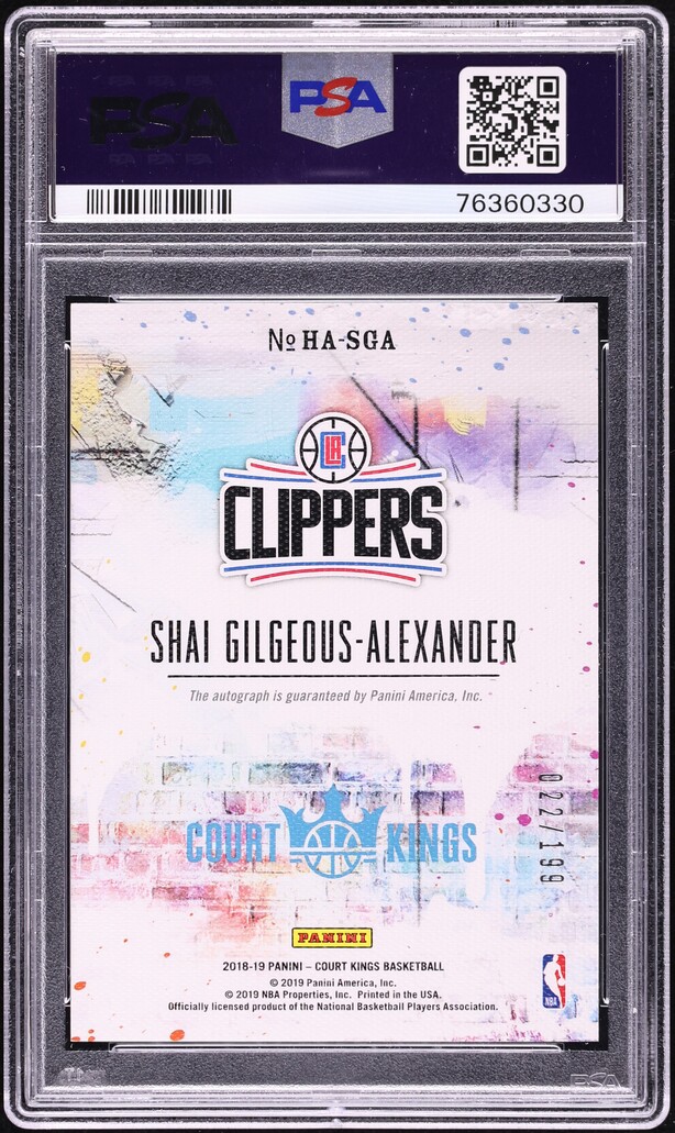 2018 Panini Court Kings Heir Apparent Shai Gilgeous-Alexander ROOKIE AUTO DNA 10 /199 PSA 10