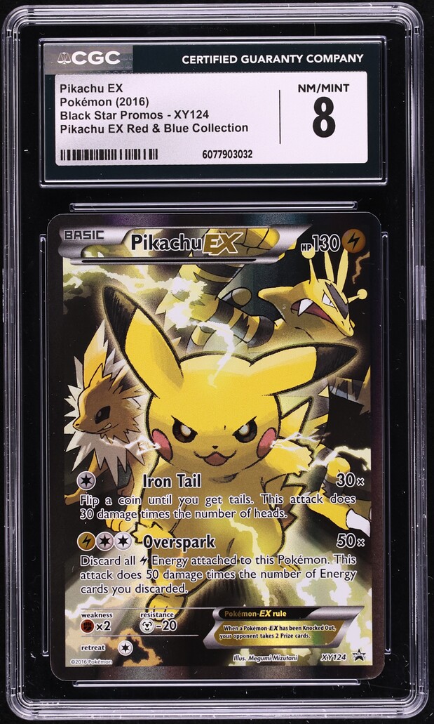 2016 Pokemon XY Black Star Promo Red & Blue Full Art Pikachu EX #XY124 CGC 8 NM-MT