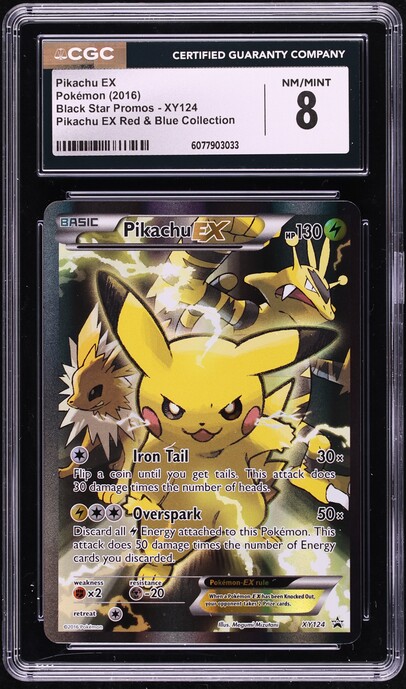 2016 Pokemon XY Black Star Promo Red & Blue Full Art Pikachu EX