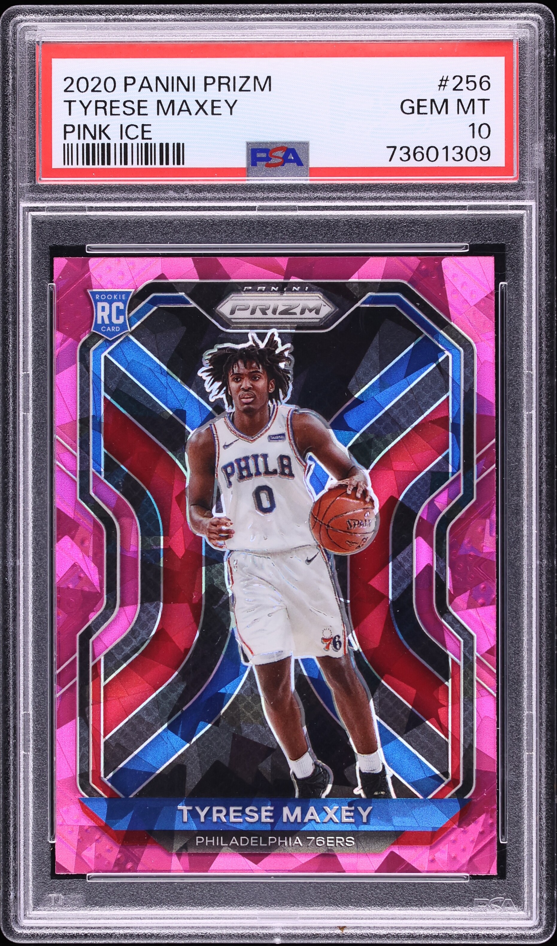 2020 Panini Prizm Pink Ice Tyrese Maxey ROOKIE #256 PSA 10 GEM