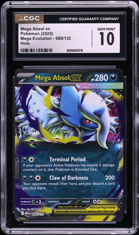 2025 Pokemon Mega Evolution Holo Mega Absol EX #86 CGC 10 GEM MINT