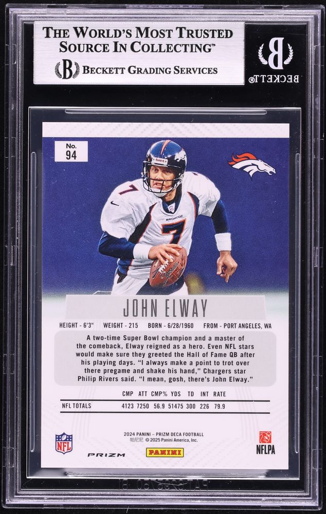 2024 Panini Prizm Deca Black John Elway #94 BGS 8.5 NM-MT+