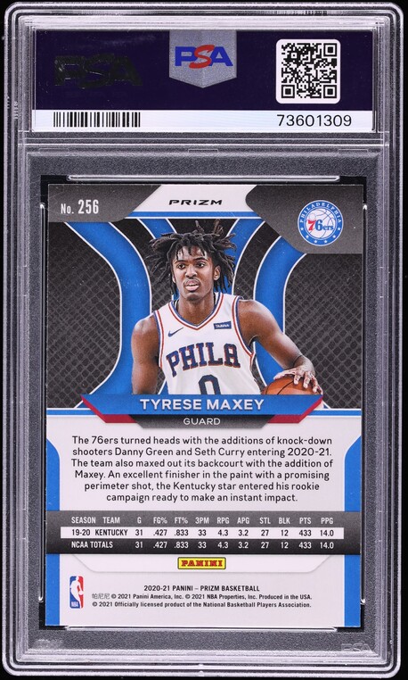 2020 Panini Prizm Pink Ice Tyrese Maxey ROOKIE #256 PSA 10 GEM MINT