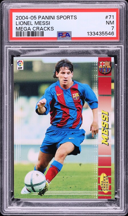 2004 Panini Sports Mega Cracks Lionel Messi ROOKIE #71 PSA 7 NRMT