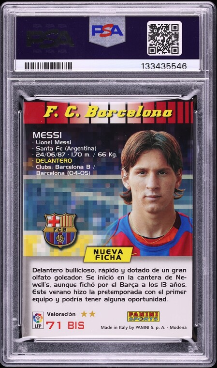 2004 Panini Sports Mega Cracks Lionel Messi ROOKIE #71 PSA 7 NRMT
