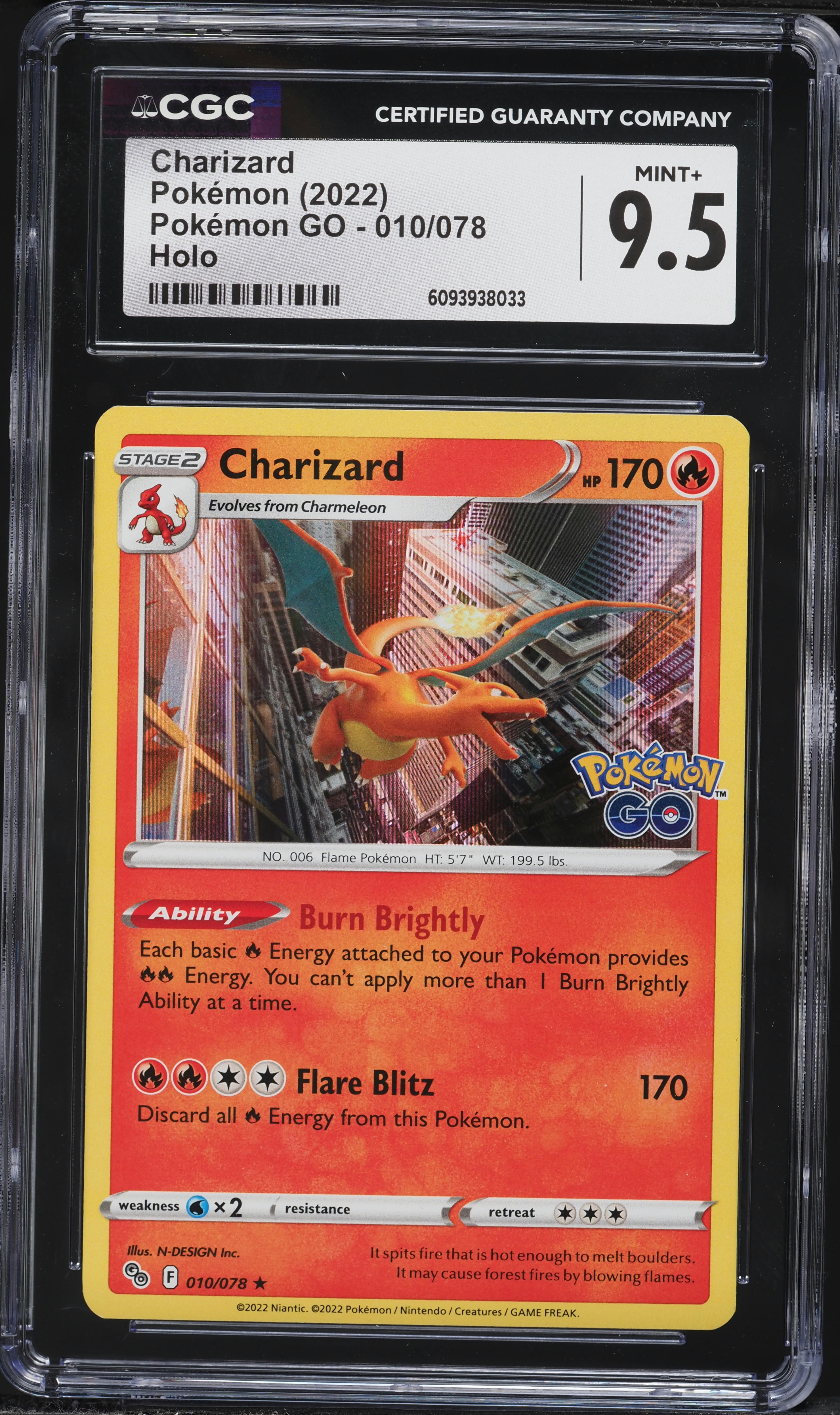 2022 Pokemon Sword & Shield Pokemon GO Holo Charizard #10 CGC 9.5 MINT+ on  Fanatics Collect