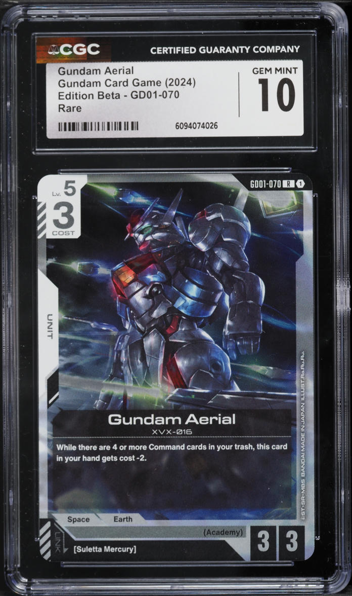 2024 Gundam Card Game Beta Edition Gundam Aerial #GD01-070 CGC 10 GEM MINT graded card