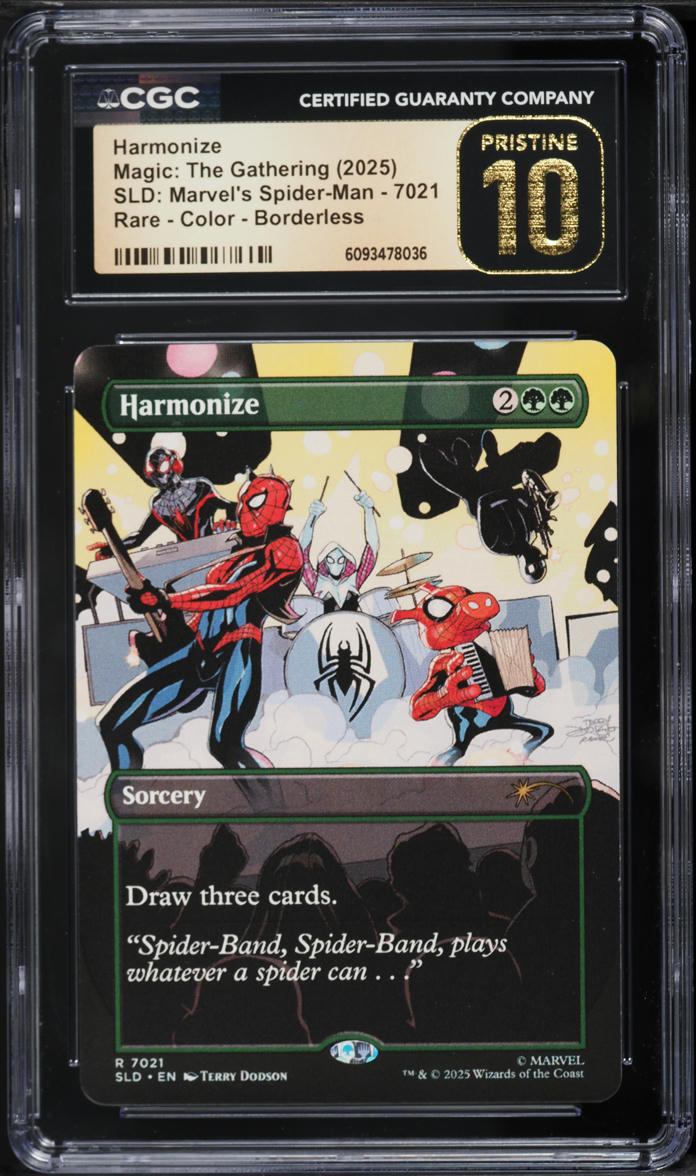 2025 MTG SLD Marvel's Spider-Man Color Borderless Harmonize #7021 CGC 10 PRISTINE on Fanatics Collect 2025 MTG SLD Marvel's Spider-Man Color Borderless Harmonize #7021 CGC 10 PRISTINE on Fanatics Collect