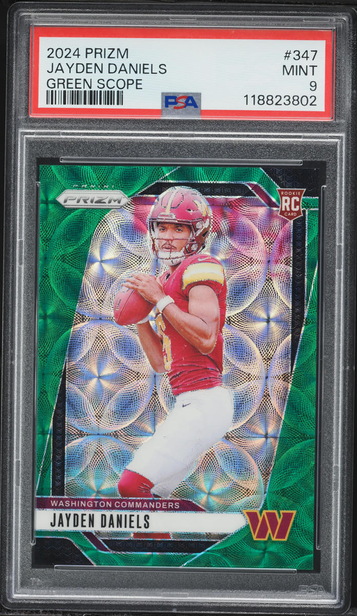 2024 Panini Prizm Green Scope Jayden Daniels ROOKIE /75 #347 PSA 9 MINT