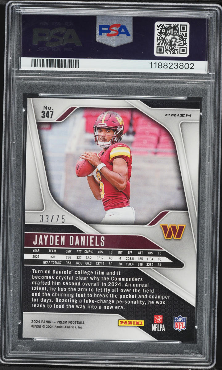 2024 Panini Prizm Green Scope Jayden Daniels ROOKIE /75 #347 PSA 9 MINT