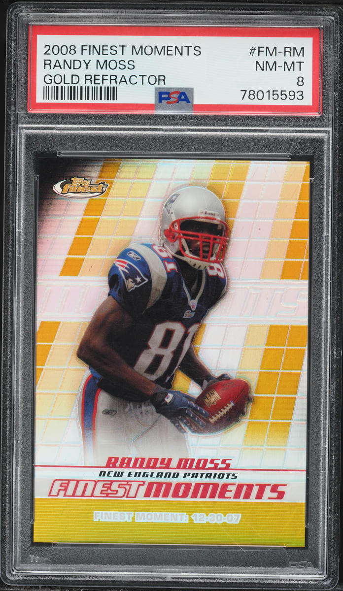 2008 Finest Moments Gold Refractor Randy Moss /50 #FM-RM PSA 8 NM-MT