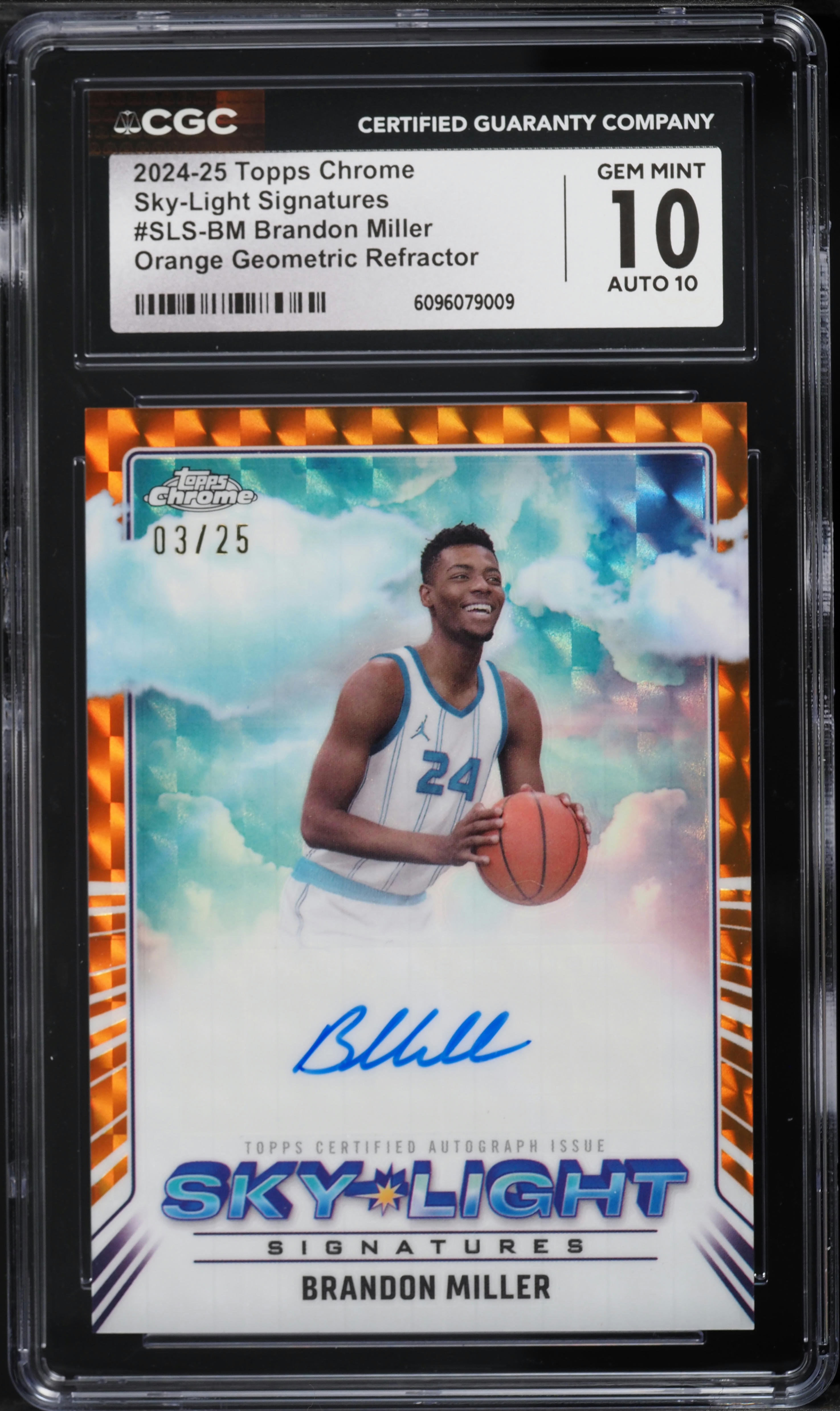 2024 Topps Chrome Basketball Orange Geometric Refractor Brandon Miller #SLS-BM CGC 10