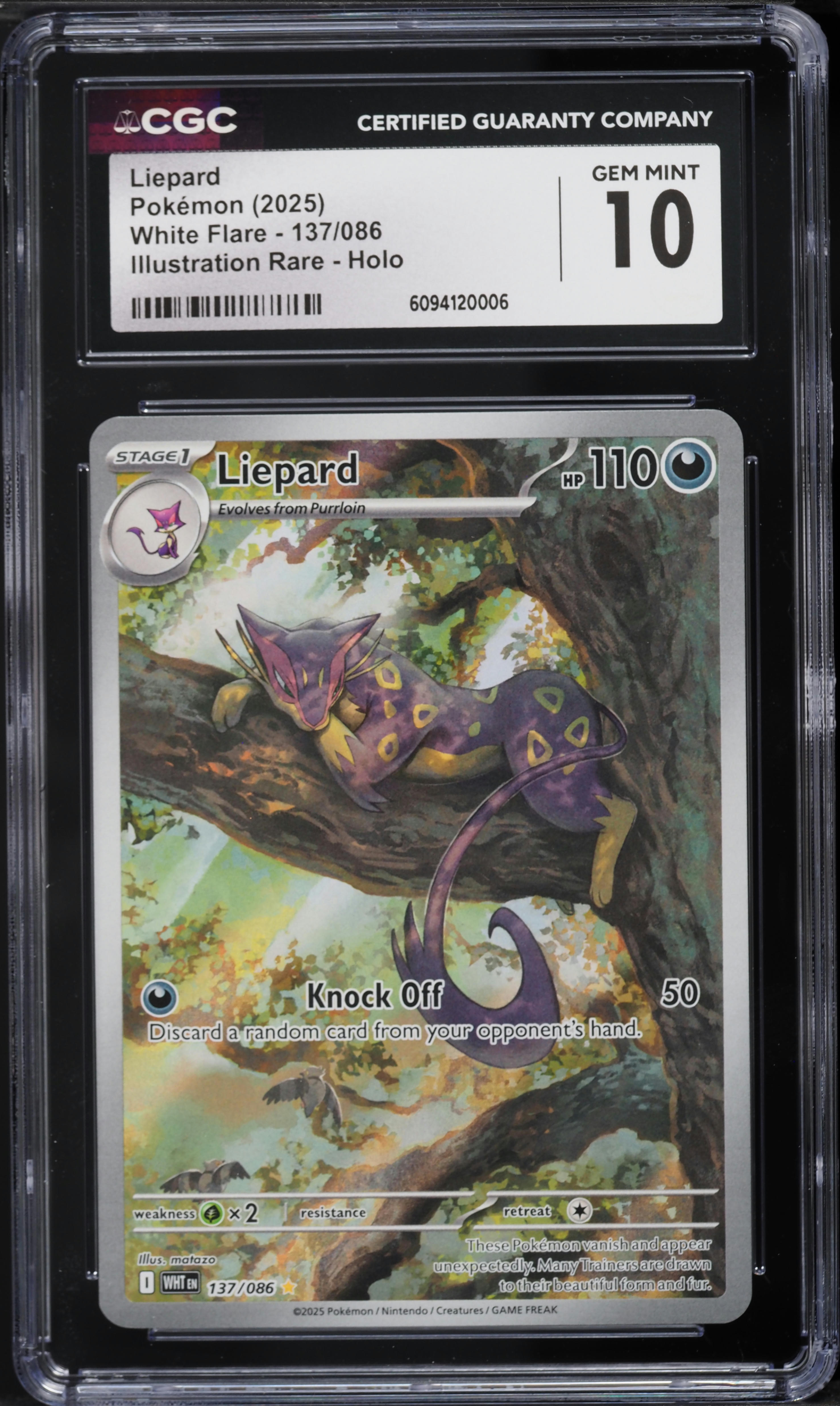 2025 Pokemon Scarlet & Violet White Flare IR Liepard #137 CGC 10