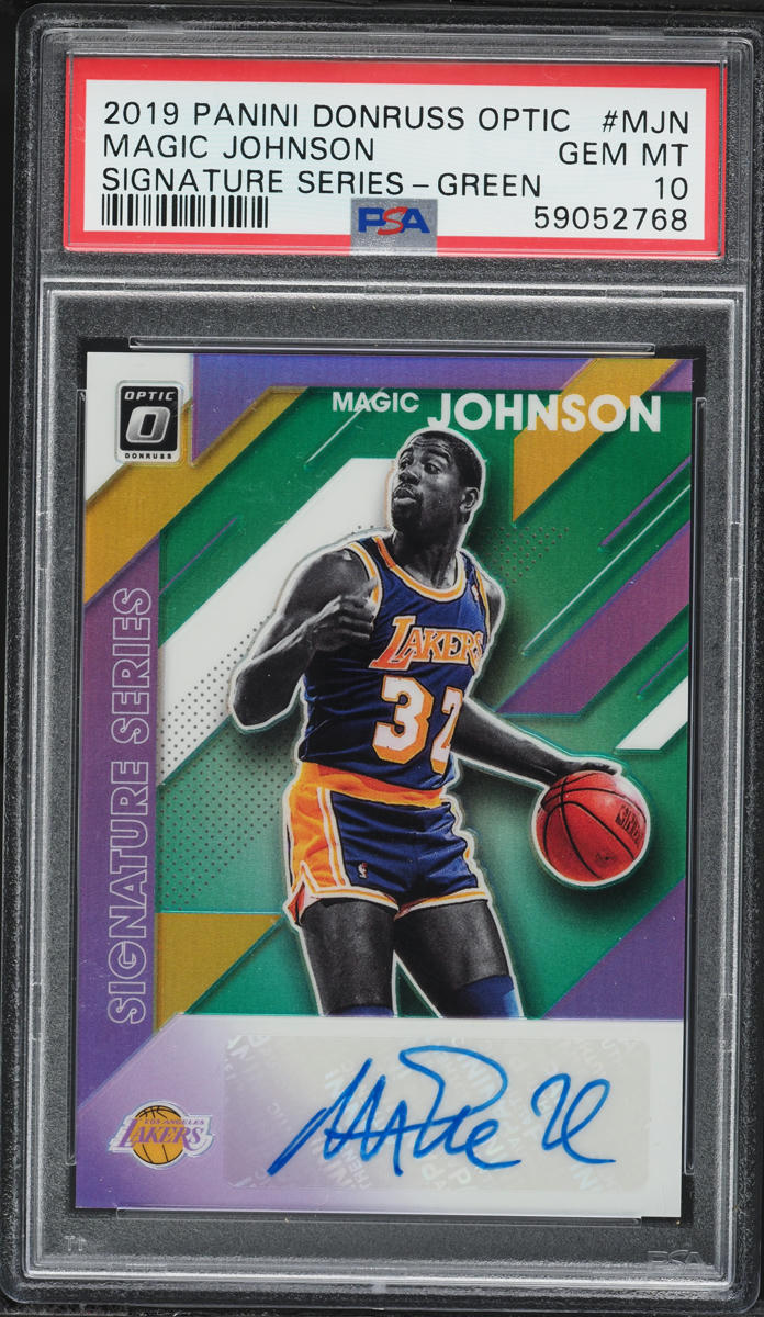 2019 Donruss Optic Signature Series Green Magic Johnson AUTO #MJN PSA 10 GEM MINT