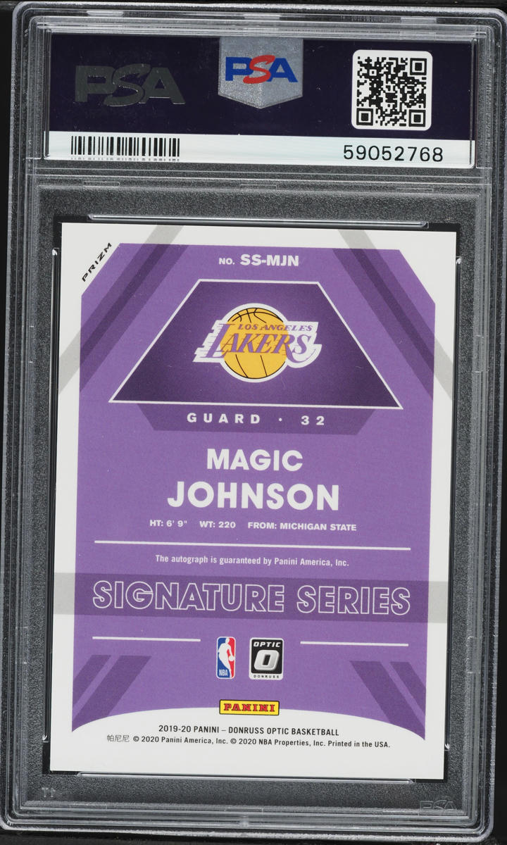 2019 Donruss Optic Signature Series Green Magic Johnson AUTO #MJN PSA 10 GEM MINT